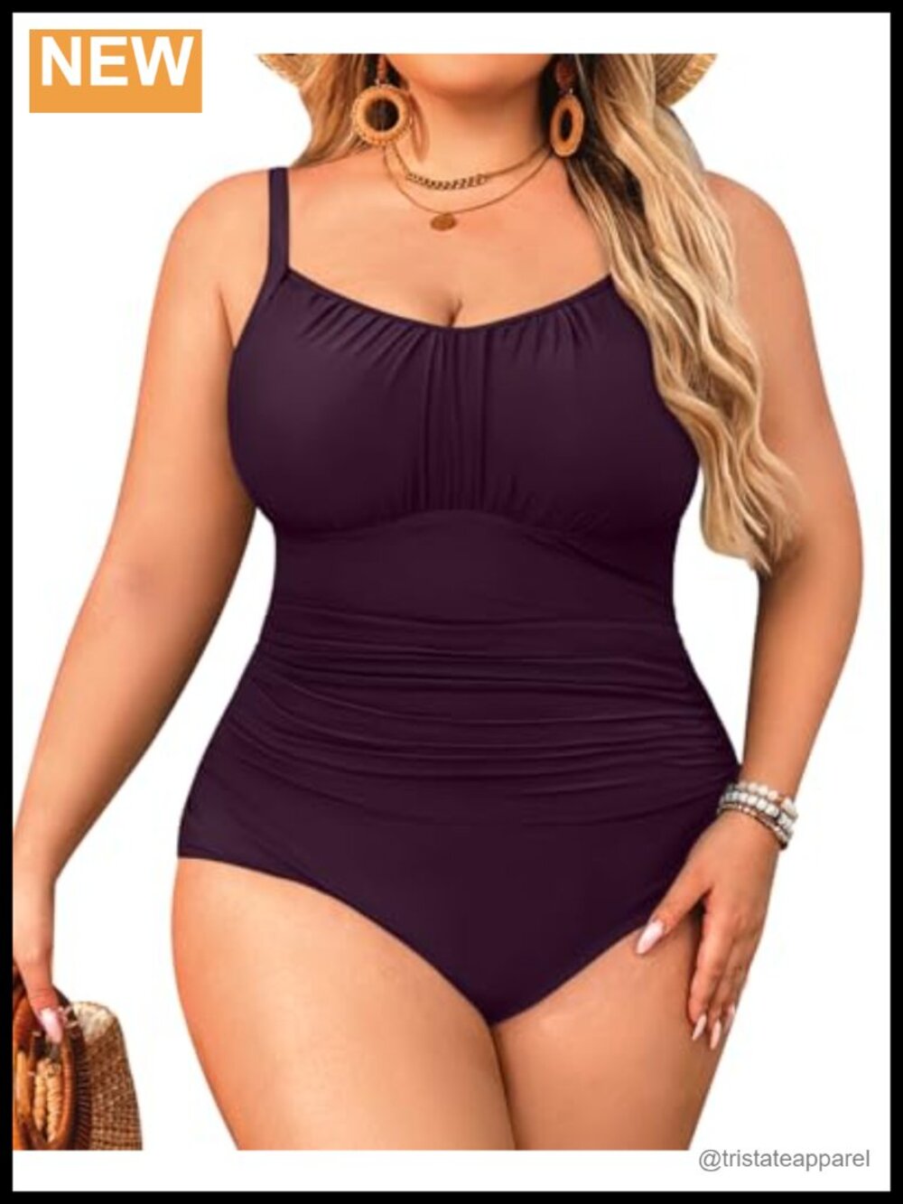 Plus Size One Piece Swimsuit Tummy Control Vintage Bathing Suit
